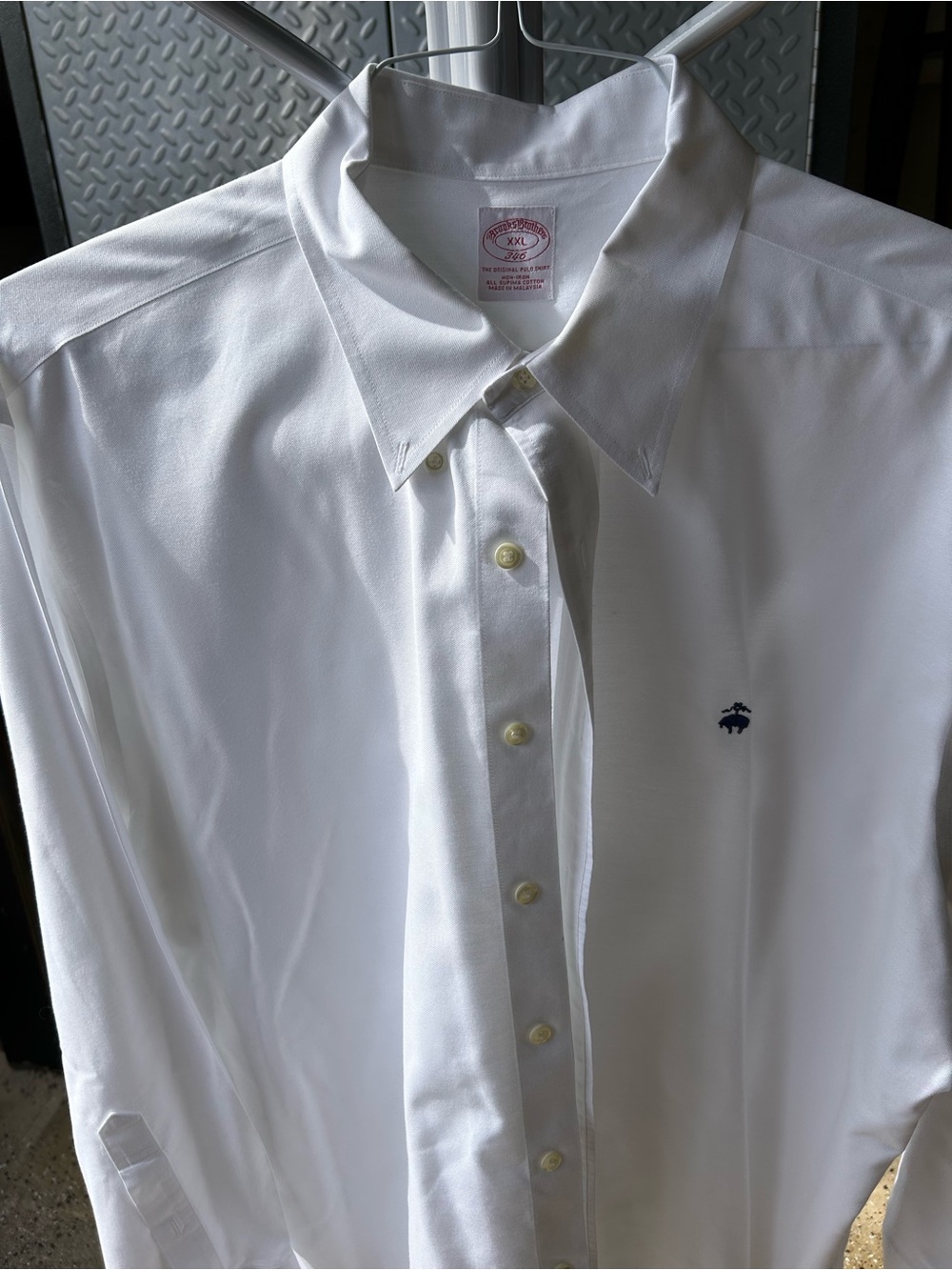 Brooks Brothers White Dress Shirt with Navy Logo
